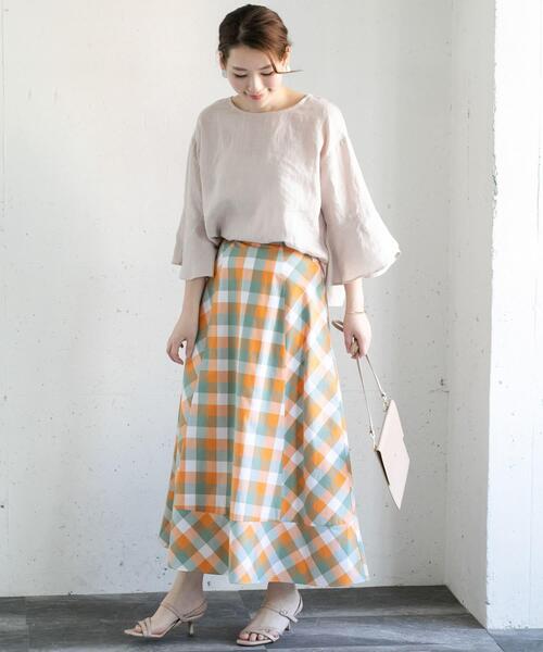 URBAN RESEARCH ROSSO WOMEN（アーバンリサーチ　ロッソ）の「カラーブロックマキシスカート∴（スカート・レディース・グリーン系その他/オレンジ系その他・38/36）」の11枚目の写真