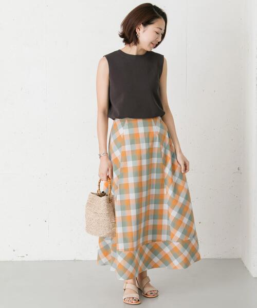 URBAN RESEARCH ROSSO WOMEN（アーバンリサーチ　ロッソ）の「カラーブロックマキシスカート∴（スカート・レディース・グリーン系その他/オレンジ系その他・38/36）」の12枚目の写真