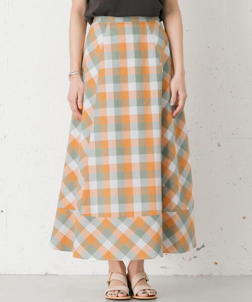 URBAN RESEARCH ROSSO WOMEN（アーバンリサーチ　ロッソ）の「カラーブロックマキシスカート∴（スカート・レディース・グリーン系その他/オレンジ系その他・38/36）」の14枚目の写真