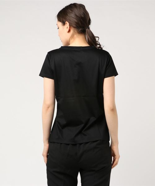 THE SUIT COMPANY（ザ・スーツカンパニー）の「＜ハンドウォッシュ＞【Littlechic】ギザリヨセルスムース半袖VネックTシャツ（Tシャツ/カットソー・レディース・ホワイト/ブラック/グレー・38）」の5枚目の写真