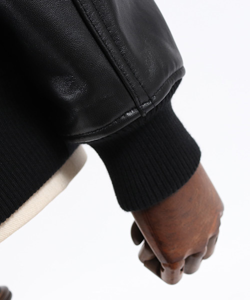 CAMBIO（カンビオ）の「mj6578-イタリアンウール×レザースタジャン