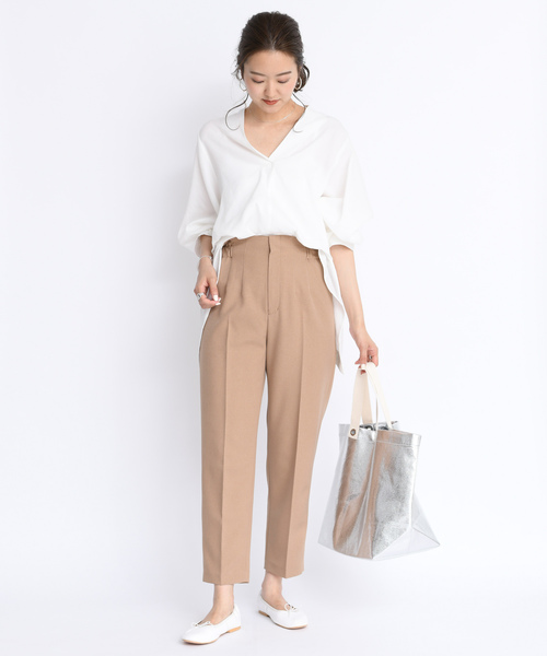 DouDou（ドゥドゥ）の「ゆるテーパードパンツ（その他パンツ・レディース・ピンク/チャコールグレー/ベージュ・38/36）」の15枚目の写真