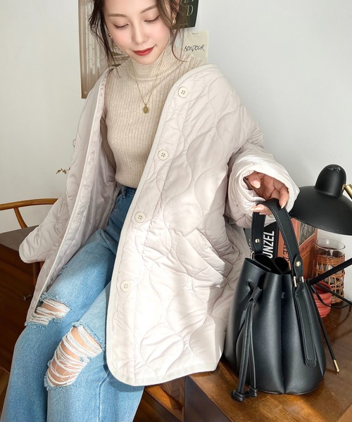 セール】【累計販売枚数5万枚突破！】キルティングノーカラー