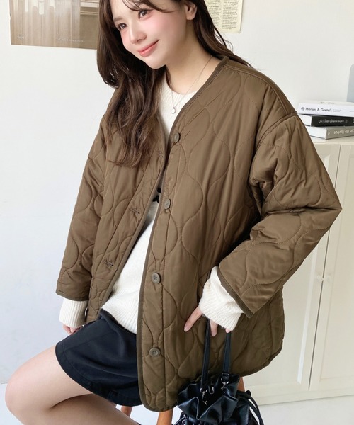セール】【累計販売枚数5万枚突破！】キルティングノーカラー