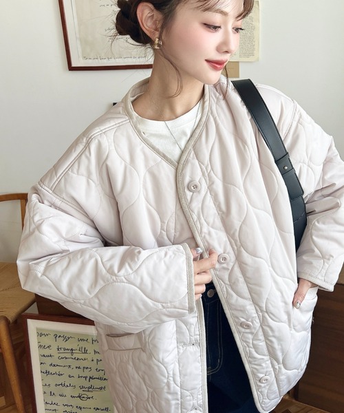 セール】【累計販売枚数5万枚突破！】キルティングノーカラー