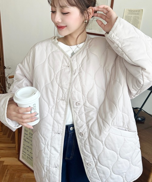 AKTE キルティングノーカラーコート Shinzone｜ノーカラー ショート キルティング コート “SHORT