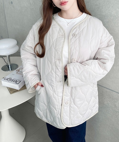 セール】【累計販売枚数5万枚突破！】キルティングノーカラーコート