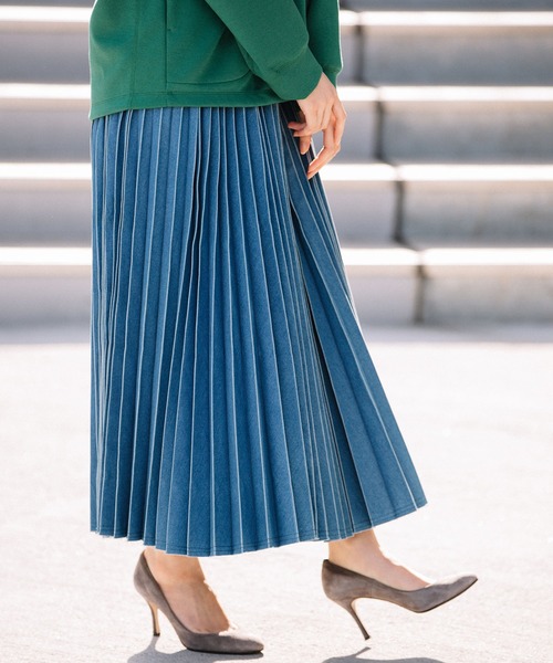 Munich(ミューニック)の「TCデニムプリーツスカート(デニムスカート・レディース・ネイビー/ブルー・S/M)」の15枚目の写真