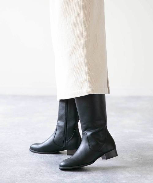 menue（メヌエ）の「3cmヒール サイドジップ ロングブーツ（ブーツ・レディース・ブラック/ダークブラウン・XS/S/M/L/LL/3L）」の5枚目の写真