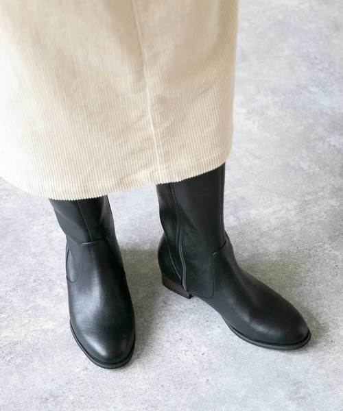 menue（メヌエ）の「3cmヒール サイドジップ ロングブーツ（ブーツ・レディース・ブラック/ダークブラウン・XS/S/M/L/LL/3L）」の6枚目の写真