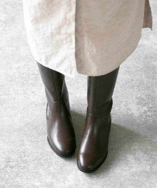 menue（メヌエ）の「3cmヒール サイドジップ ロングブーツ（ブーツ・レディース・ブラック/ダークブラウン・XS/S/M/L/LL/3L）」の8枚目の写真