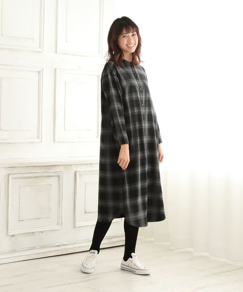 Afternoon Tea アフタヌーンティー の 先染めチェックシャツワンピース ワンピース Wear