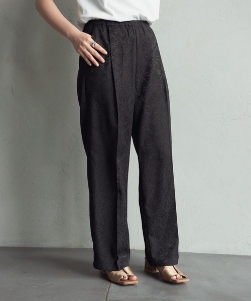 Aunt Marie's（アントマリーズ）の「AUNT MARIE'S  ジャガードスラックスパンツ（スラックス・レディース・ブラック/ベージュ・FREE）」の2枚目の写真