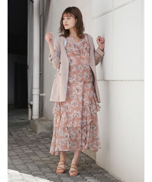 dazzlin（ダズリン）の「ラテフラワーセットアップ（ワンピース・レディース・ベージュ/オレンジ/グリーン・FREE）」の7枚目の写真