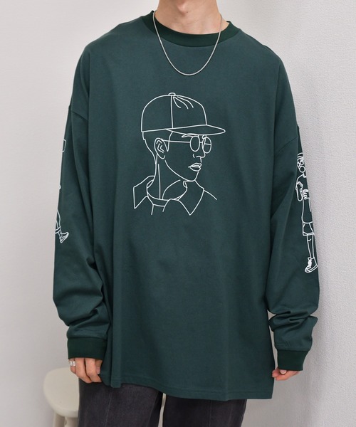 kutir（クティール）の「袖プリントストリートロンT（Tシャツ/カットソー・メンズ・ライトブルー/グレイッシュベージュ/グリーン・LARGE/MEDIUM）」の3枚目の写真