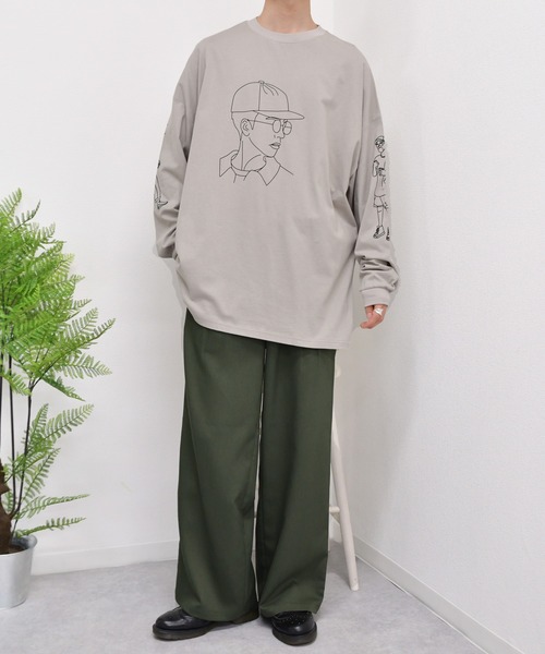 kutir（クティール）の「袖プリントストリートロンT（Tシャツ/カットソー・メンズ・ライトブルー/グレイッシュベージュ/グリーン・LARGE/MEDIUM）」の18枚目の写真