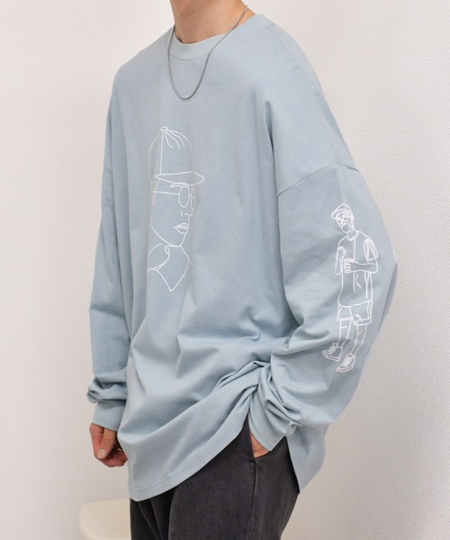 kutir（クティール）の「袖プリントストリートロンT（Tシャツ/カットソー・メンズ・ライトブルー/グレイッシュベージュ/グリーン・LARGE/MEDIUM）」の22枚目の写真