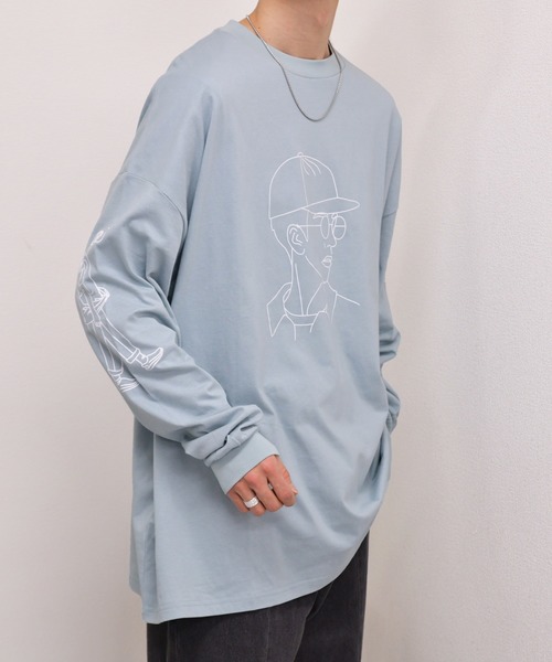 kutir（クティール）の「袖プリントストリートロンT（Tシャツ/カットソー・メンズ・ライトブルー/グレイッシュベージュ/グリーン・LARGE/MEDIUM）」の11枚目の写真