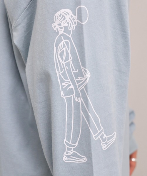 kutir（クティール）の「袖プリントストリートロンT（Tシャツ/カットソー・メンズ・ライトブルー/グレイッシュベージュ/グリーン・LARGE/MEDIUM）」の12枚目の写真