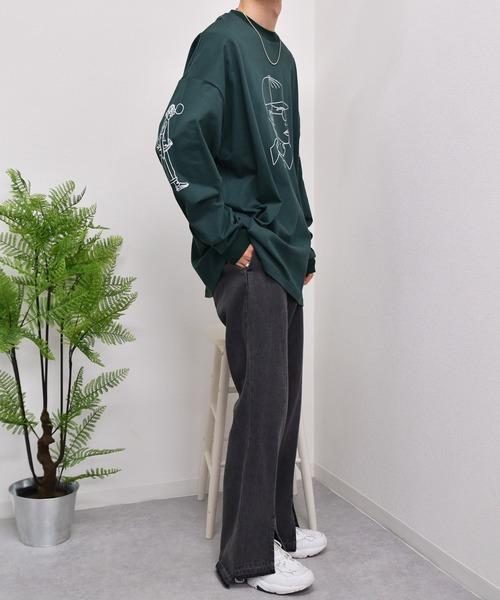 kutir（クティール）の「袖プリントストリートロンT（Tシャツ/カットソー・メンズ・ライトブルー/グレイッシュベージュ/グリーン・LARGE/MEDIUM）」の17枚目の写真