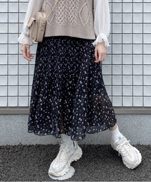 Heather | シフォンハナガラプリーツスカート　886792(スカート)