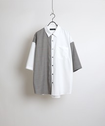 イージーケア ビッグシルエット 襟配色 クレリック半袖シャツ【Confirm】