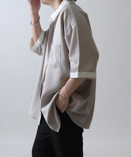 Confirm(コンファーム)の「イージーケア ビッグシルエット 襟配色 クレリック半袖シャツ【Confirm】(シャツ/ブラウス・メンズ・ブラック/ベージュ/ブラウン/グレー/ブラック系その他/ベージュ系その他/ベージュ系その他2/ブルー/ミント/サックスブルー/ホワイト/キャメル/グリーン/ホワイト系その他/ライトグレー/グレイッシュベージュ/ホワイト×ブラウン/ライトグリーン/ブラック系/ライトベージュ/ブラック系その他2・FREE/L/M)」の1枚目の写真