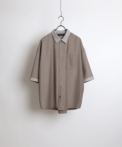 Confirm(コンファーム)の「イージーケア ビッグシルエット 襟配色 クレリック半袖シャツ【Confirm】(シャツ/ブラウス・メンズ・ブラック/ベージュ/ブラウン/グレー/ブラック系その他/ベージュ系その他/ベージュ系その他2/ブルー/ミント/サックスブルー/ホワイト/キャメル/グリーン/ホワイト系その他/ライトグレー/グレイッシュベージュ/ホワイト×ブラウン/ライトグリーン/ブラック系/ライトベージュ/ブラック系その他2・FREE/L/M)」の14枚目の写真