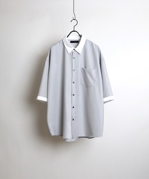 イージーケア ビッグシルエット 襟配色 クレリック半袖シャツ【Confirm】
