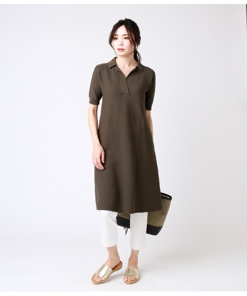 NEWYORKER（ニューヨーカー）の「【ホールガーメント】おとなニットポロワンピース（ワンピース・レディース・ベージュ/ブラック/カーキ・M/L）」の15枚目の写真