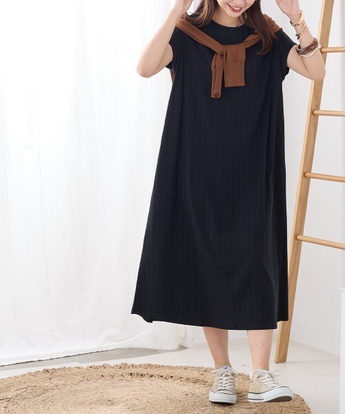 OMNES Another Edition（オムネス アナザーエディション）の「汗じみ防止 リブワンピース（ワンピース・レディース・ネイビー/ダークブラウン/ブラック・FREE）」の8枚目の写真