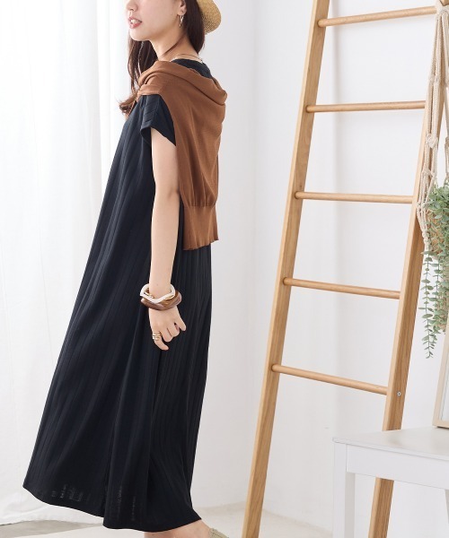 OMNES Another Edition（オムネス アナザーエディション）の「汗じみ防止 リブワンピース（ワンピース・レディース・ネイビー/ダークブラウン/ブラック・FREE）」の9枚目の写真