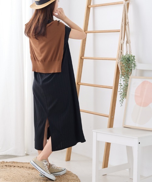 OMNES Another Edition（オムネス アナザーエディション）の「汗じみ防止 リブワンピース（ワンピース・レディース・ネイビー/ダークブラウン/ブラック・FREE）」の10枚目の写真