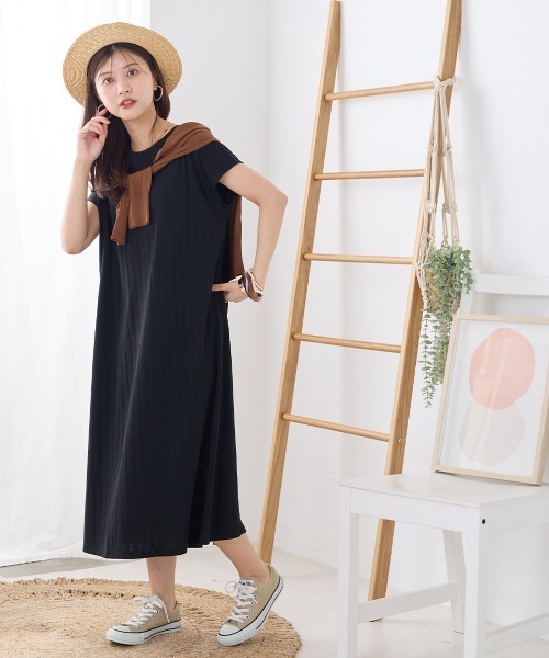 OMNES Another Edition（オムネス アナザーエディション）の「汗じみ防止 リブワンピース（ワンピース・レディース・ネイビー/ダークブラウン/ブラック・FREE）」の11枚目の写真