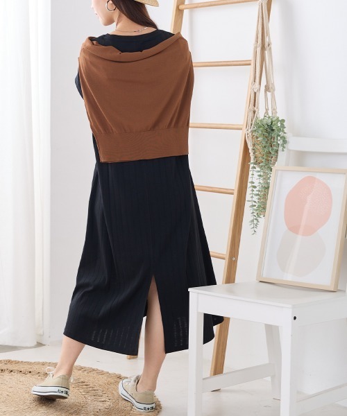 OMNES Another Edition（オムネス アナザーエディション）の「汗じみ防止 リブワンピース（ワンピース・レディース・ネイビー/ダークブラウン/ブラック・FREE）」の13枚目の写真