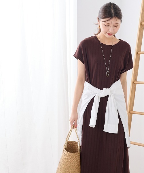 OMNES Another Edition（オムネス アナザーエディション）の「汗じみ防止 リブワンピース（ワンピース・レディース・ネイビー/ダークブラウン/ブラック・FREE）」の14枚目の写真