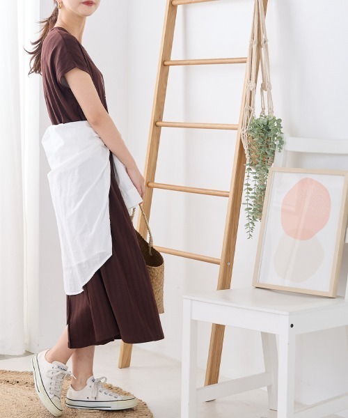 OMNES Another Edition（オムネス アナザーエディション）の「汗じみ防止 リブワンピース（ワンピース・レディース・ネイビー/ダークブラウン/ブラック・FREE）」の15枚目の写真
