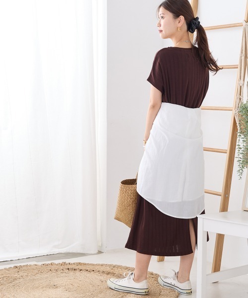 OMNES Another Edition（オムネス アナザーエディション）の「汗じみ防止 リブワンピース（ワンピース・レディース・ネイビー/ダークブラウン/ブラック・FREE）」の16枚目の写真