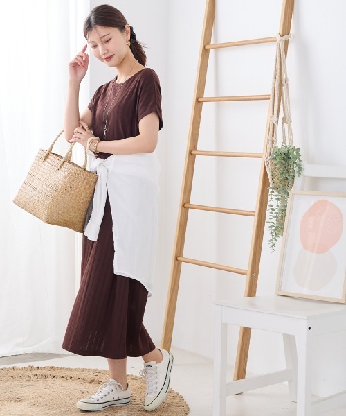 OMNES Another Edition（オムネス アナザーエディション）の「汗じみ防止 リブワンピース（ワンピース・レディース・ネイビー/ダークブラウン/ブラック・FREE）」の17枚目の写真