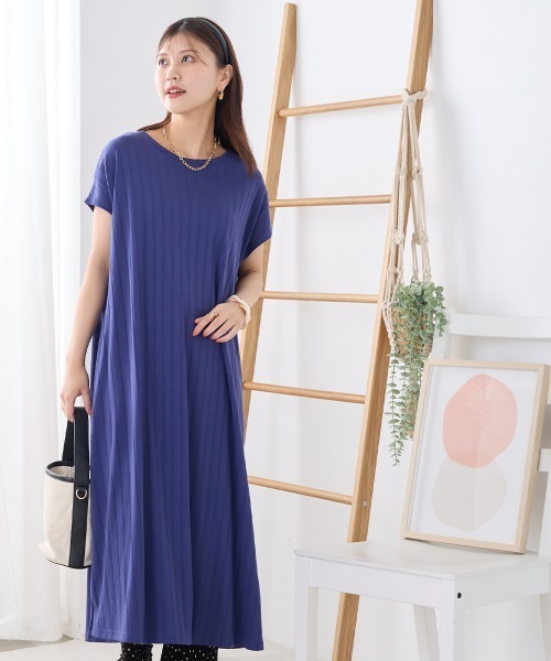 OMNES Another Edition（オムネス アナザーエディション）の「汗じみ防止 リブワンピース（ワンピース・レディース・ネイビー/ダークブラウン/ブラック・FREE）」の19枚目の写真