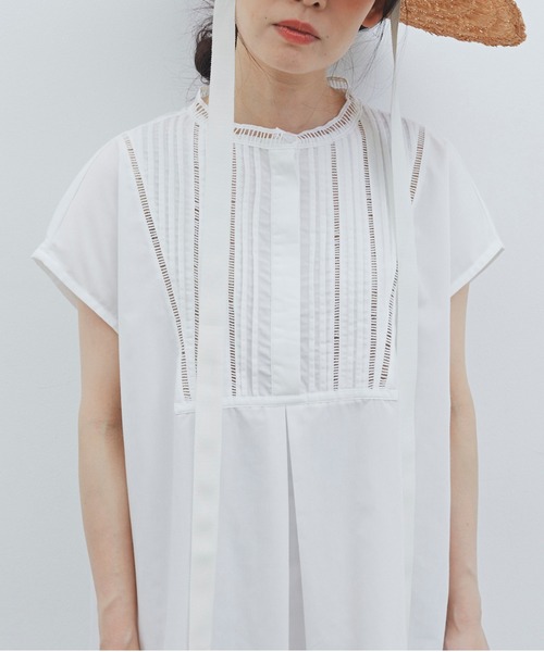 Libra Cue(リブラ キュー)の「Libra ピンタックレースワンピース(ワンピース・レディース・ホワイト/ブラック・FREE)」の1枚目の写真