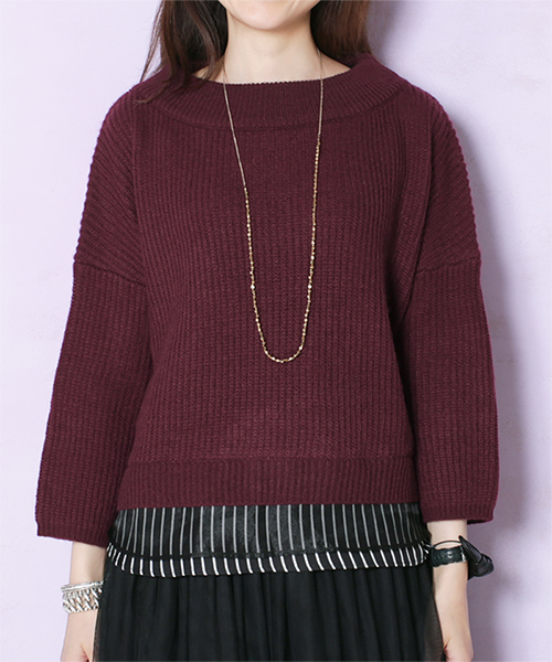 NANO universe（ナノユニバース）の「裾ストライプニットプルオーバー（ニット/セーター・レディース・ブラック/グレー/ボルドー・FREE）」の15枚目の写真