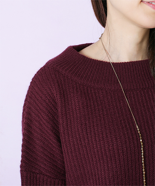 NANO universe（ナノユニバース）の「裾ストライプニットプルオーバー（ニット/セーター・レディース・ブラック/グレー/ボルドー・FREE）」の7枚目の写真