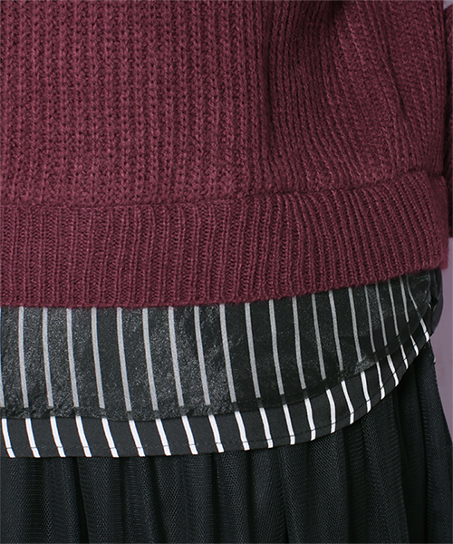 NANO universe（ナノユニバース）の「裾ストライプニットプルオーバー（ニット/セーター・レディース・ブラック/グレー/ボルドー・FREE）」の8枚目の写真