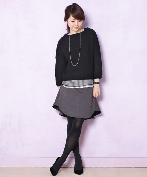 NANO universe（ナノユニバース）の「裾ストライプニットプルオーバー（ニット/セーター・レディース・ブラック/グレー/ボルドー・FREE）」の20枚目の写真
