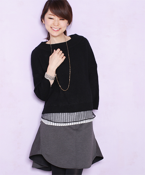 NANO universe（ナノユニバース）の「裾ストライプニットプルオーバー（ニット/セーター・レディース・ブラック/グレー/ボルドー・FREE）」の22枚目の写真