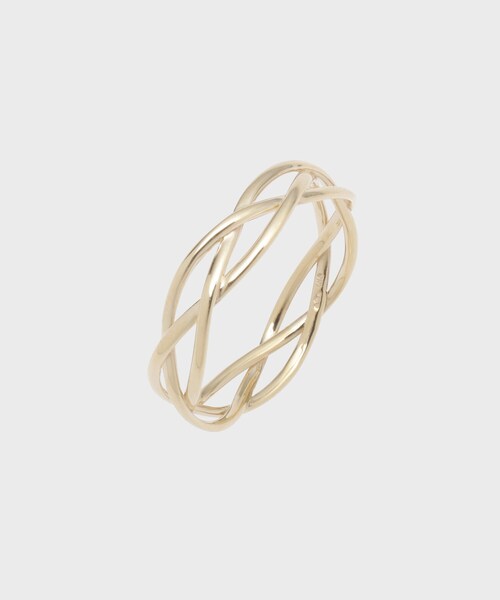 COCOSHNIK(ココシュニック)の「K10つぶし丸線三つ編み リング(16号)(リング・レディース・ホワイト系その他7・16号)」の1枚目の写真
