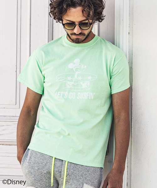 felkod(フィルコッド)の「mt6973-LETS GO SURFIN Mickey Print Tee Tシャツ(Tシャツ/カットソー・メンズ・ホワイト/ブラック/ミント・L/M/S)」の3枚目の写真