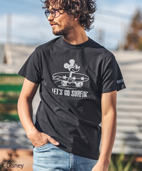 felkod(フィルコッド)の「mt6973-LETS GO SURFIN Mickey Print Tee Tシャツ(Tシャツ/カットソー・メンズ・ホワイト/ブラック/ミント・L/M/S)」の5枚目の写真