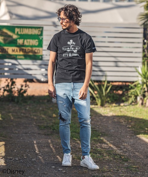 felkod(フィルコッド)の「mt6973-LETS GO SURFIN Mickey Print Tee Tシャツ(Tシャツ/カットソー・メンズ・ホワイト/ブラック/ミント・L/M/S)」の16枚目の写真